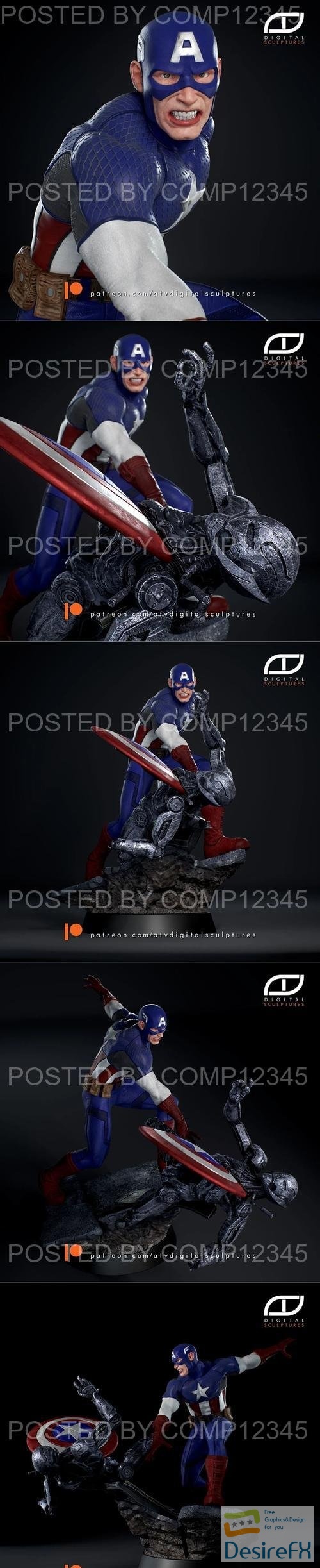 Captain America - ATV Digital Sculptures 3D Print