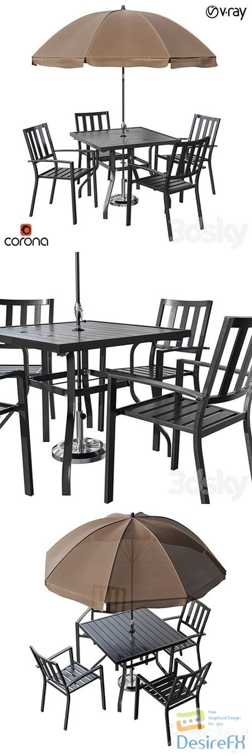 Castanon Rectangular Dining Set - 3d model