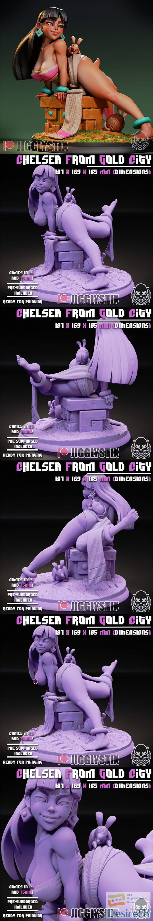 Chelsea from Gold City – Jigglystix – 3D Print