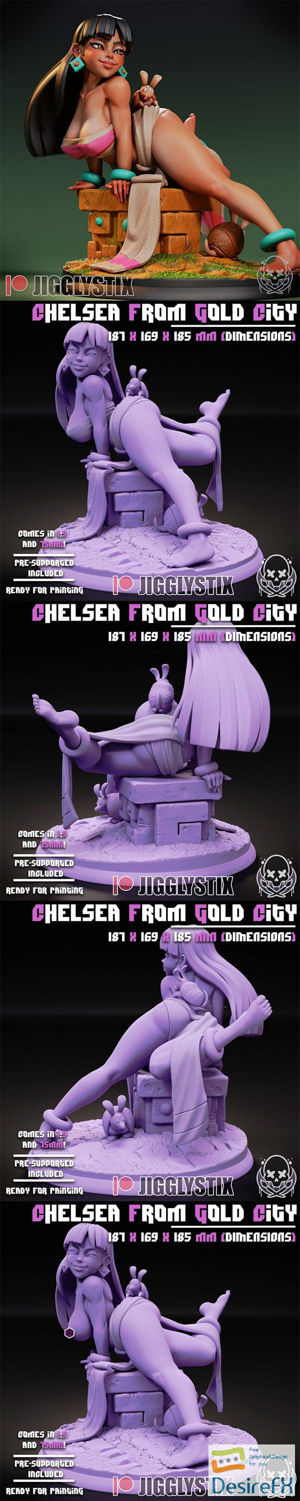 Chelsea from Gold City – Jigglystix – 3D Print