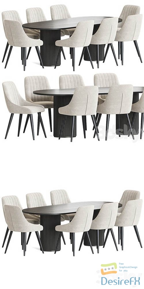 Chipman Chair Campbell Table Dining Set- 3d model