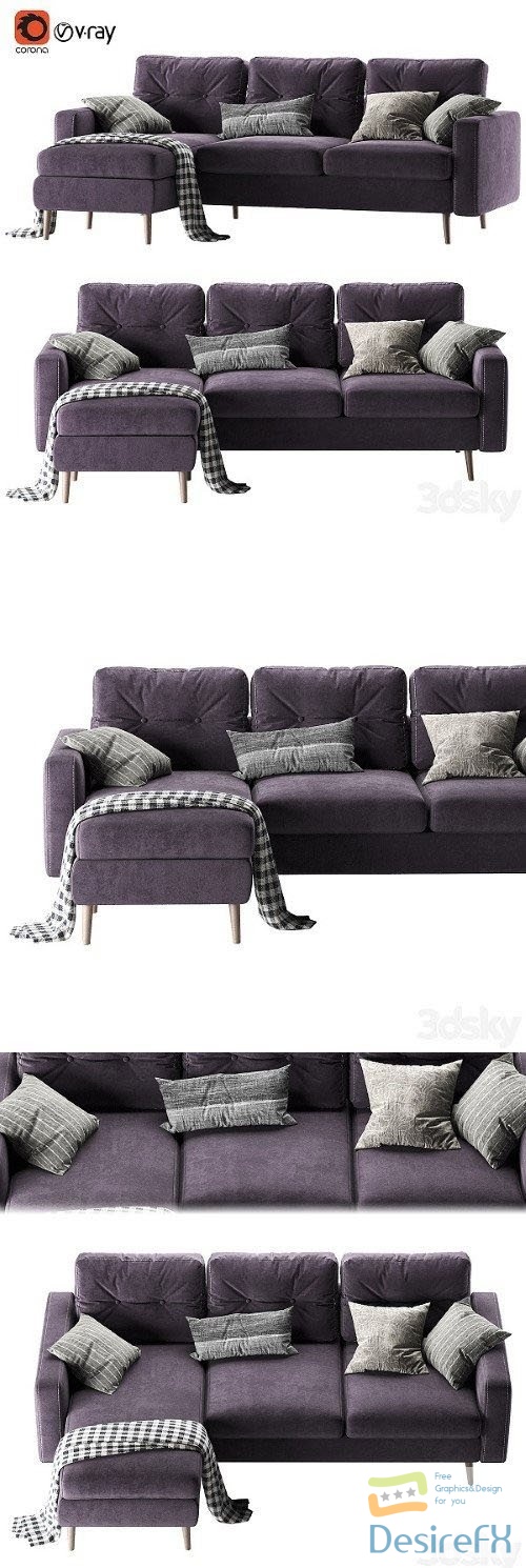 Corner Sofa Deans Sherst - 3d model