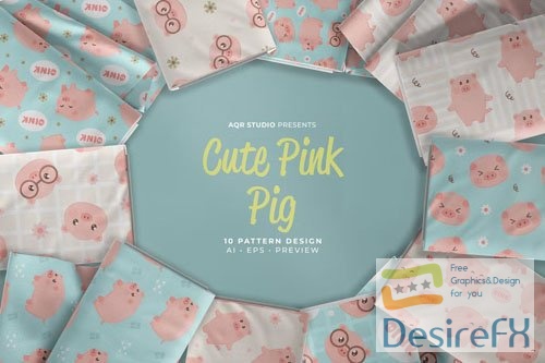 Cute Pink Pig - Seamless Pattern
