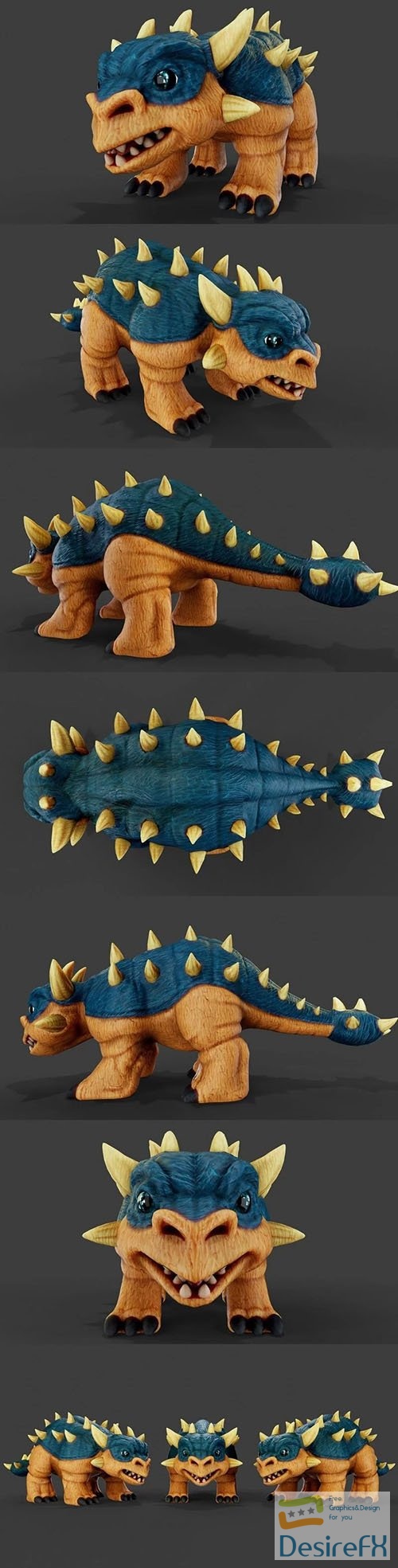 Cute Stylize Ankylasaurus (PBR) - 3d model