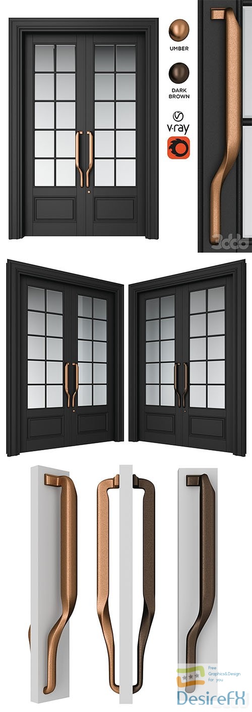 Door Set Elmes Archism T2084 (Metal, Glass) - 3d model