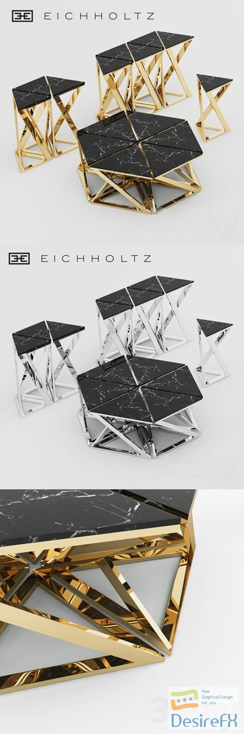 Eichholtz Galaxy table set - 3d model
