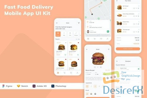 Fast Food Delivery Mobile App UI Kit
