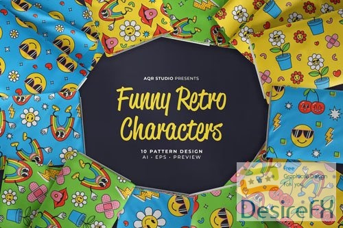 Funny Retro Characters - Seamless Pattern