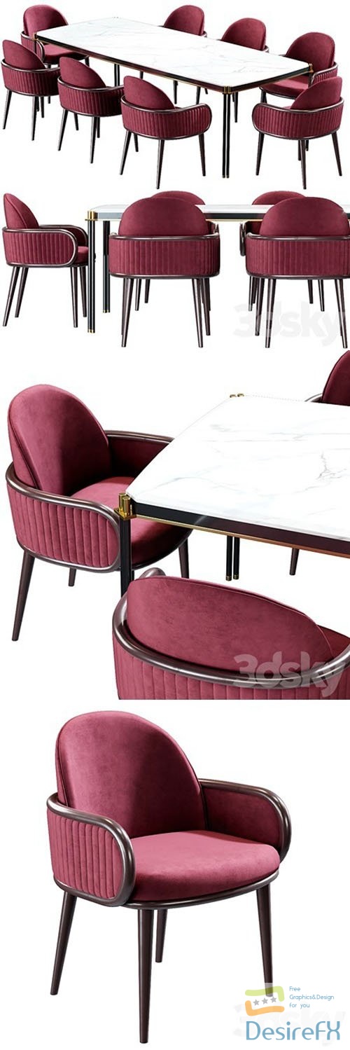 Gala chair and table Tudor - 3d model