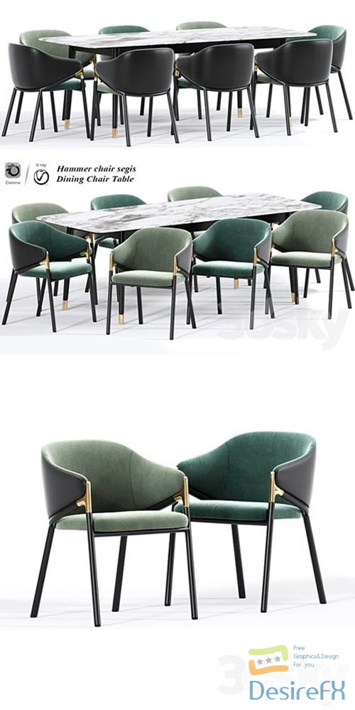 Hammer chair segis Dining Chair Table - 3d model