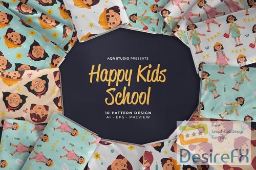 Happy Kids School - Seamless Pattern
