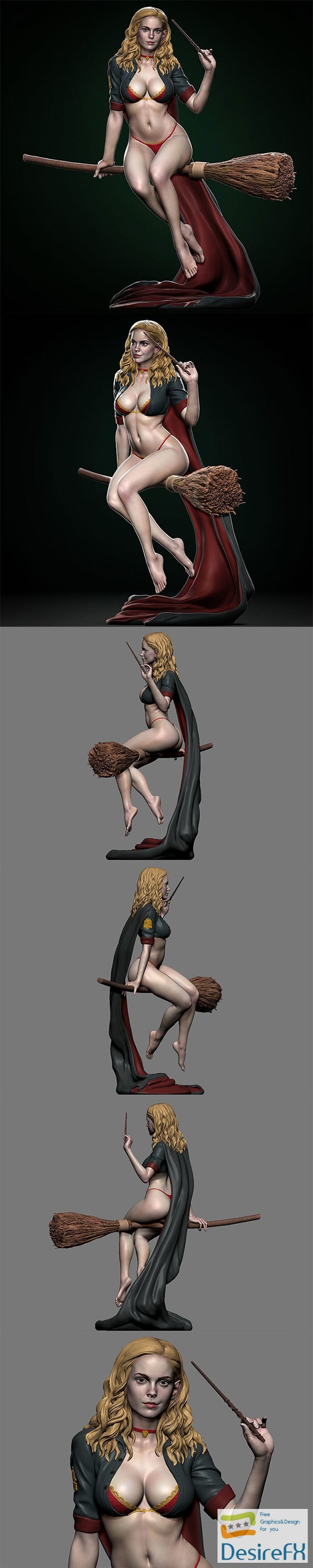 Hermione Adult on the Broomstick – 3D Print