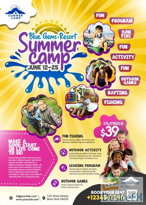 Kids Summer Camp Activities Flyer Template PSD
