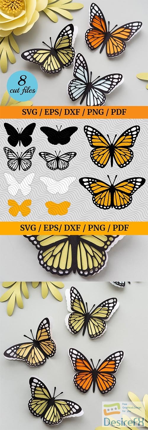 Layered Butterfly Template