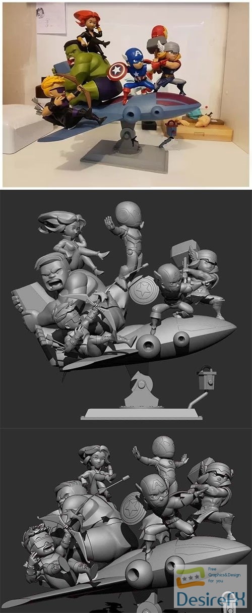 Little Avengers Diorama Print in 3D
