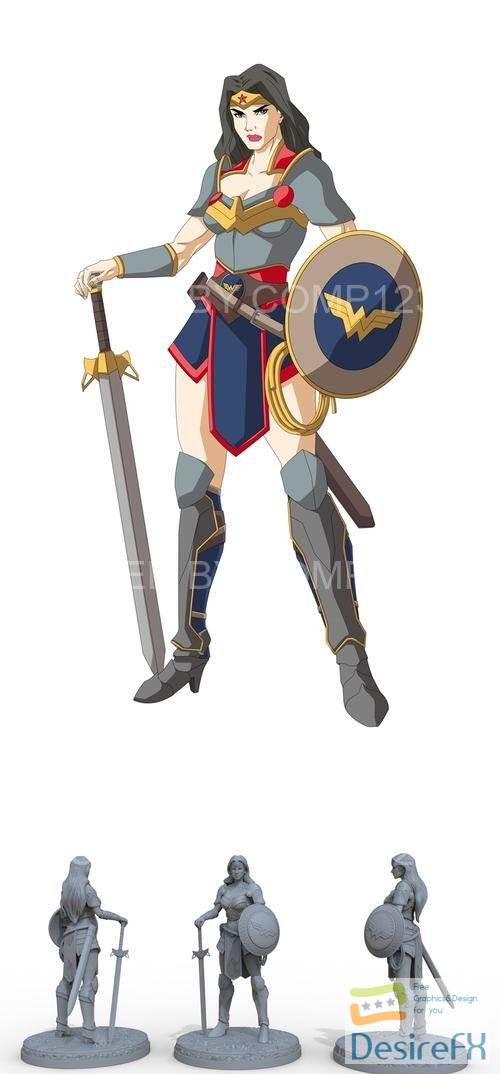 Medieval Wonder Woman Statue 3D Print
