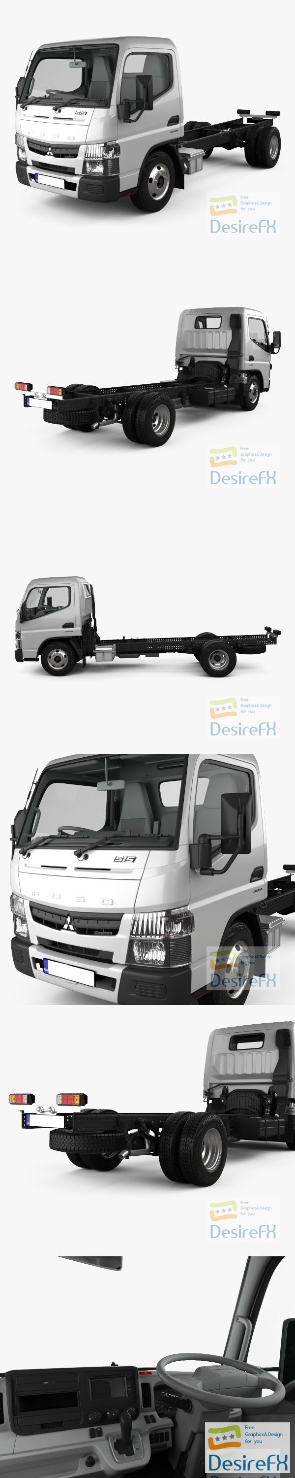 Mitsubishi Fuso Canter Super Low City Cab Chassis Truck with HQ interior 2019 3D Model