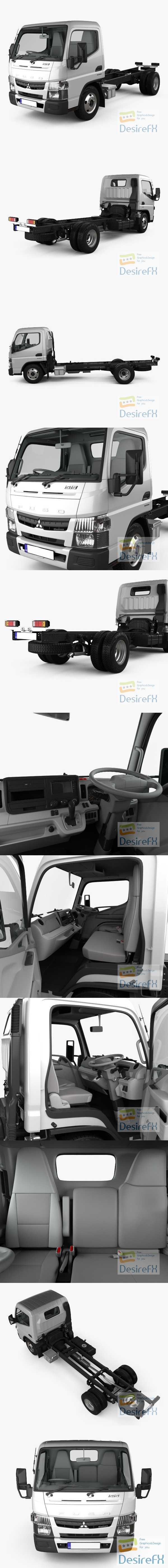 Mitsubishi Fuso Canter Super Low City Cab Chassis Truck with HQ interior 2019 3D Model