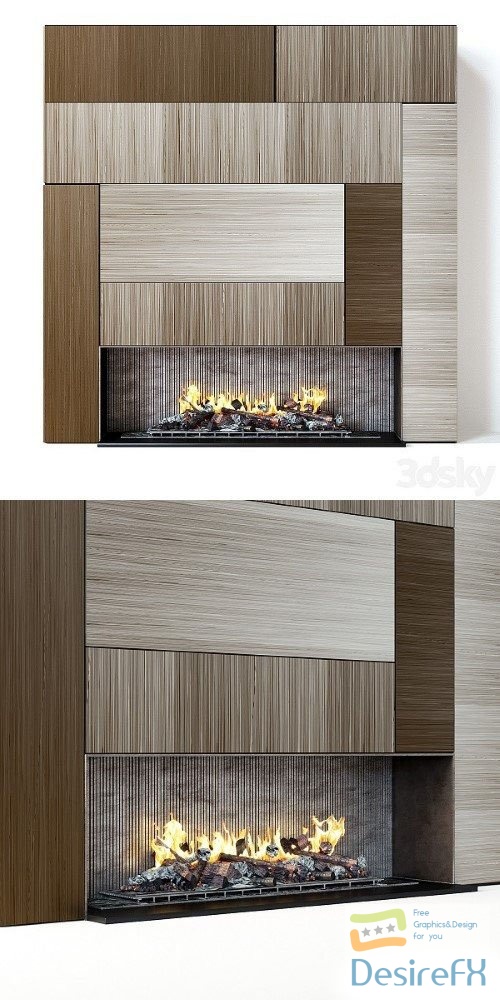 Modern Fireplace 16 - 3d model
