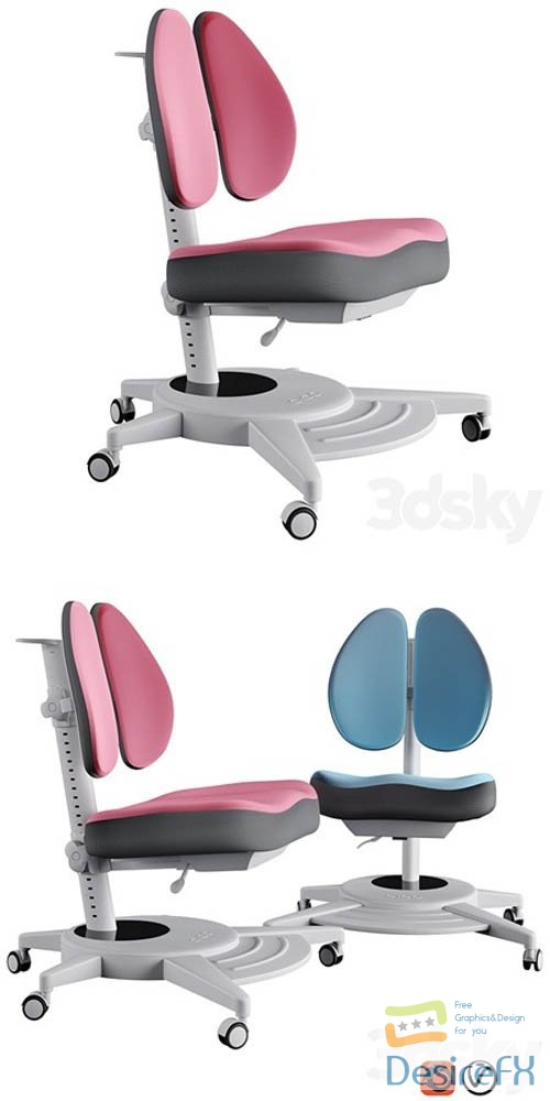 Orthopedic child seat pittore pink fundesk- 3d model