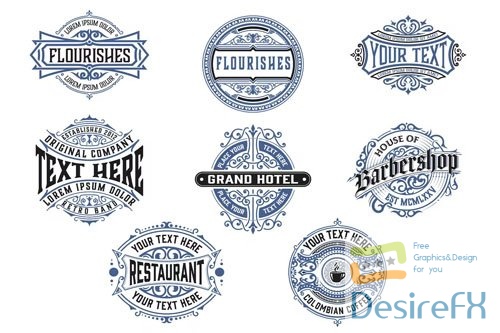 Pack of 8 logos and badges
