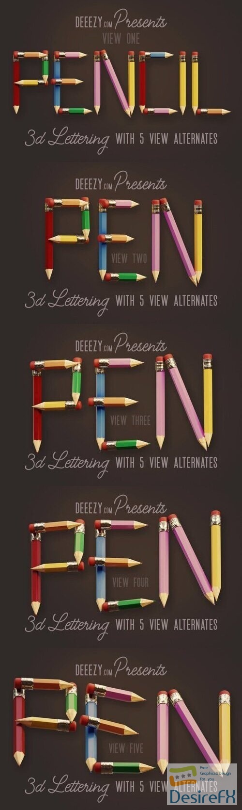 Pencils 3D Lettering