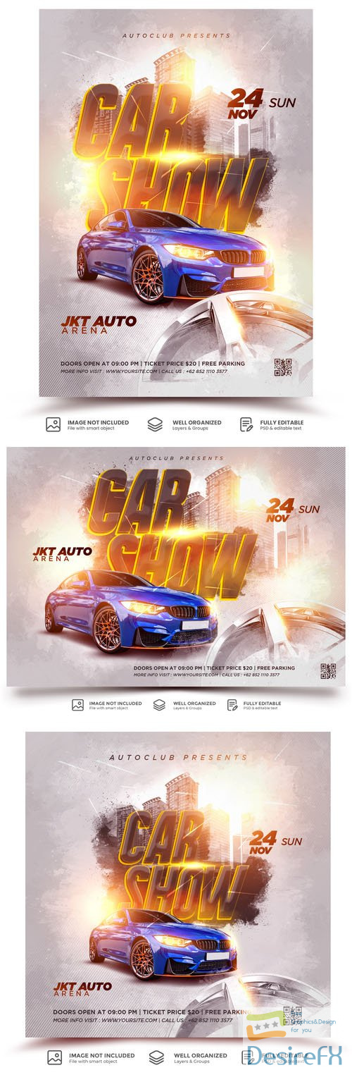 PSD ad car promotion poster flyer template