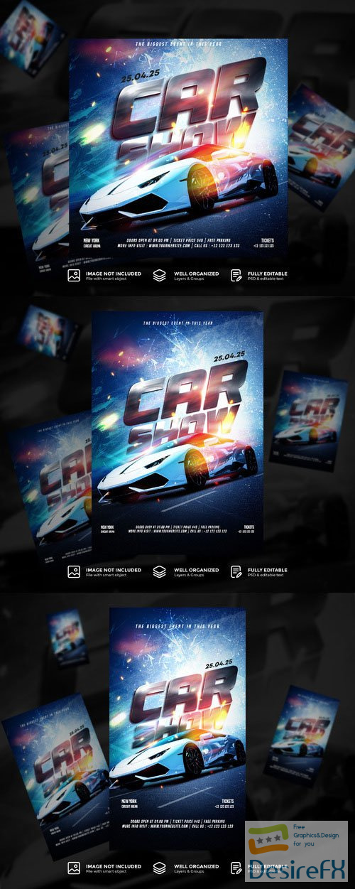 PSD automotive car show instagram story design flyer template