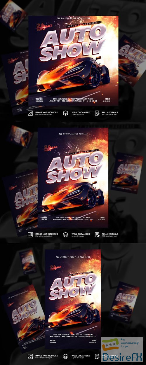 PSD car show instagram story flyer template for automotive events