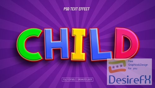 PSD children day editable text effect