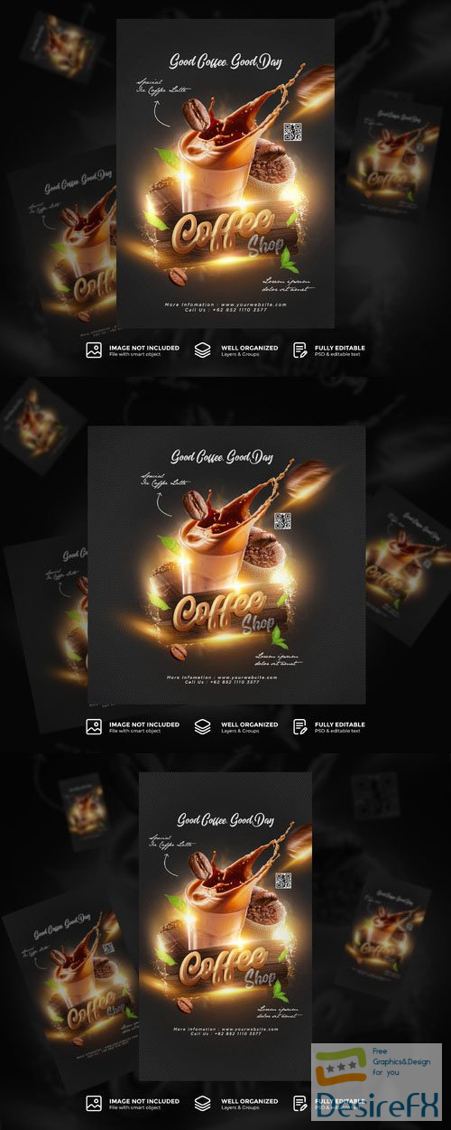 PSD coffee shop drink menu promotion social media post flyer template