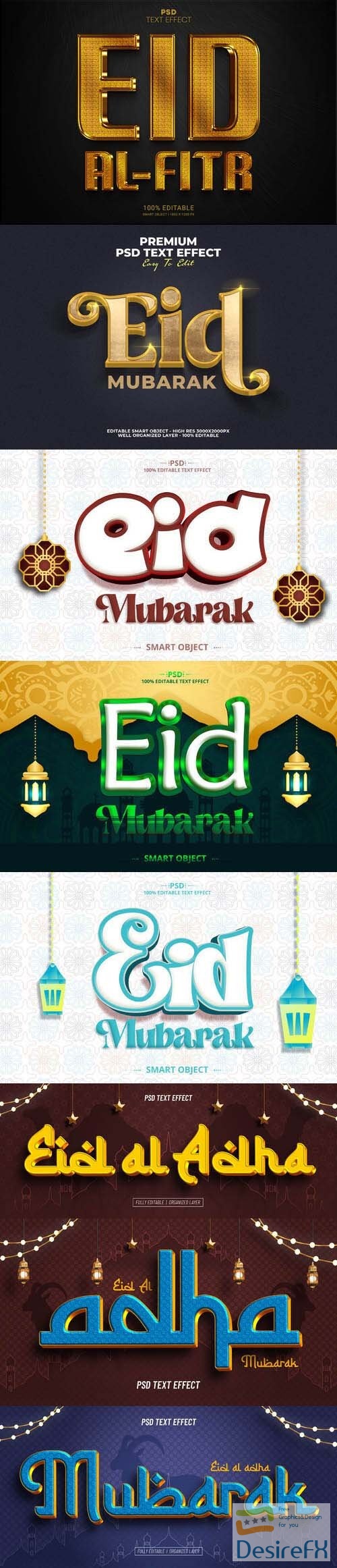 PSD eid mubarak text effect design