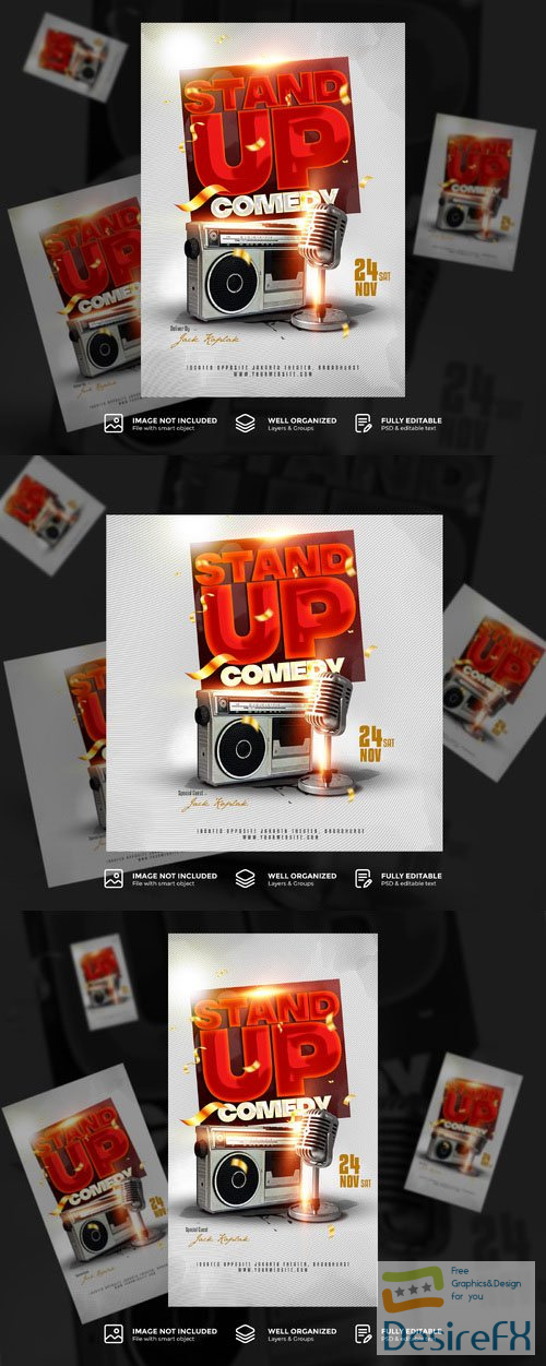 PSD stand up comedy poster template