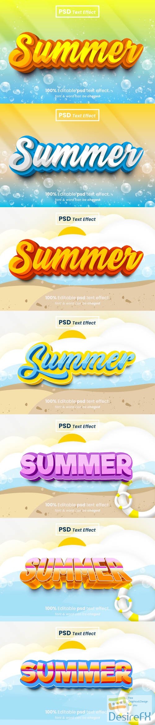 PSD summer 3d editable text effect