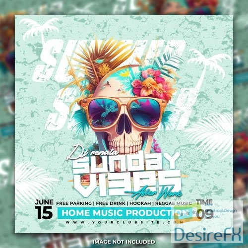 PSD summer beach night party flyer social media post