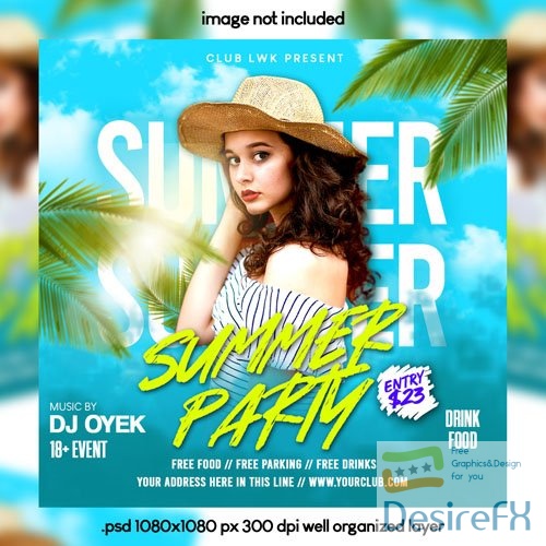 PSD summer party flyer design