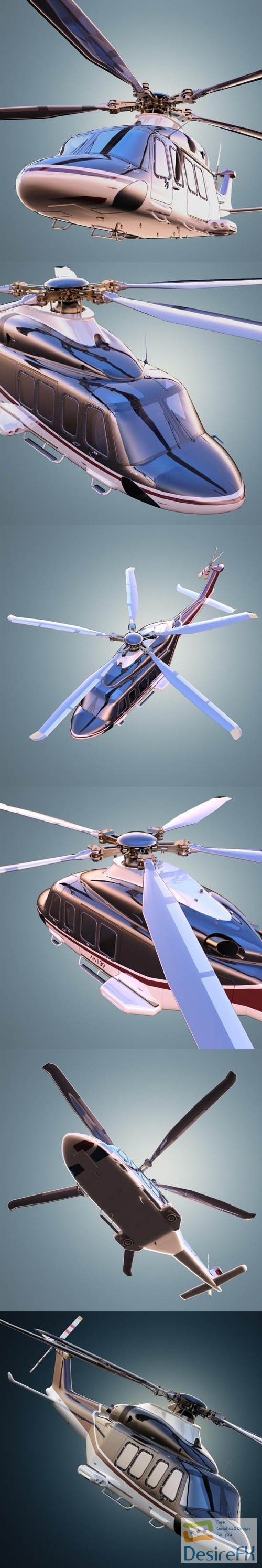 Realistic and fully detailed model AgustaWestland AW139 helicopter