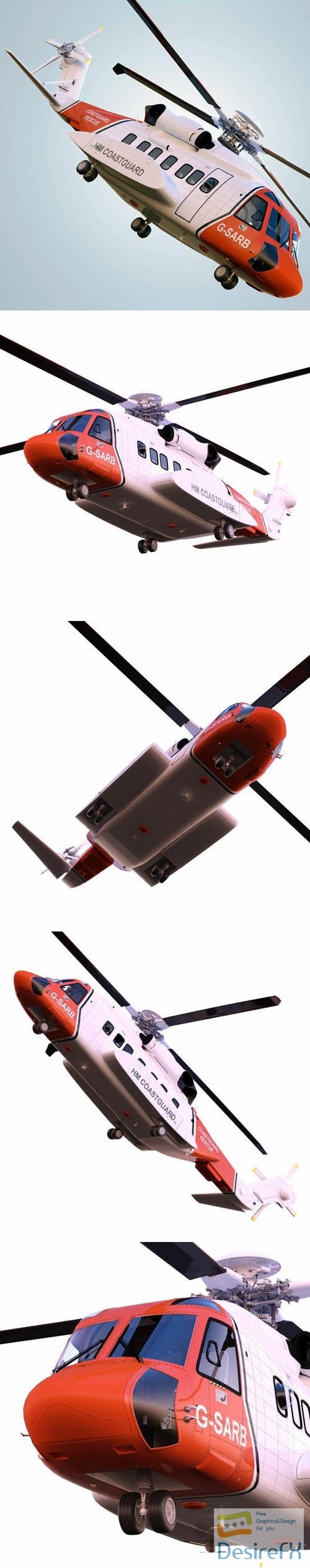 Realistic and fully detailed model of Sikorsky S-92 Rescue