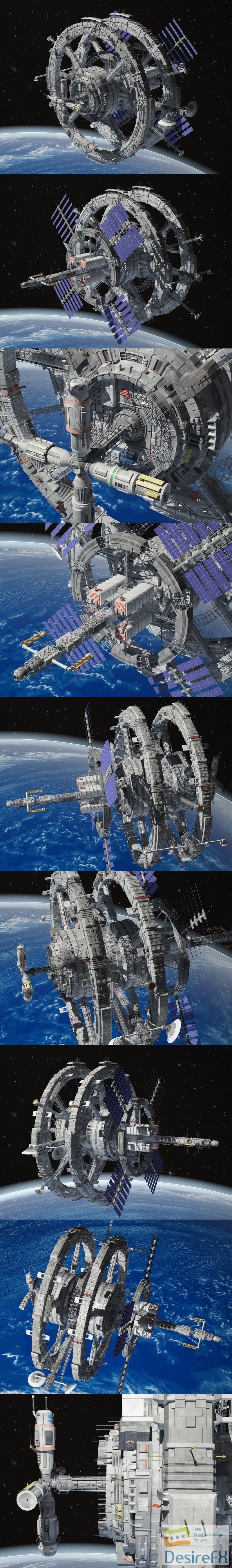 Sci-Fi Space Station 3D Model