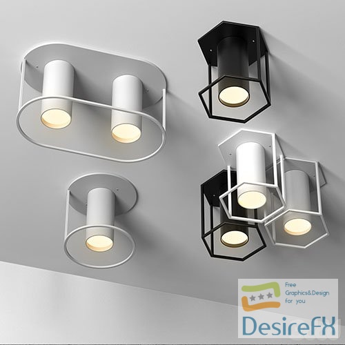Set of 4 spot ceiling lamps by FILD Architonic - 3d model