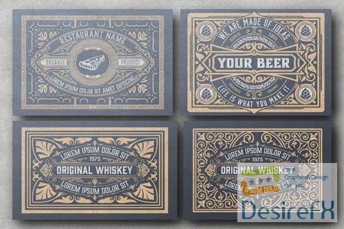 Set of 4 Vintage Labels for Packing design