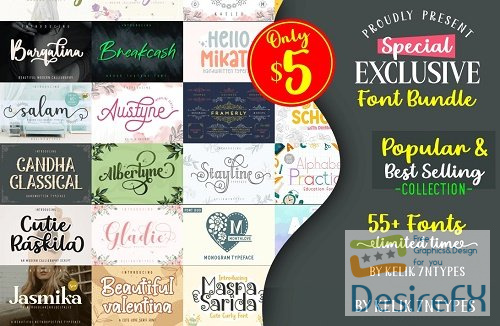 Special Exclusive Font Bundle - 59 Premium Fonts