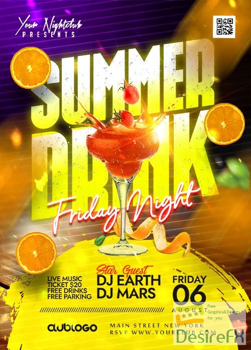 Summer Friday Party Flyer PSD Template