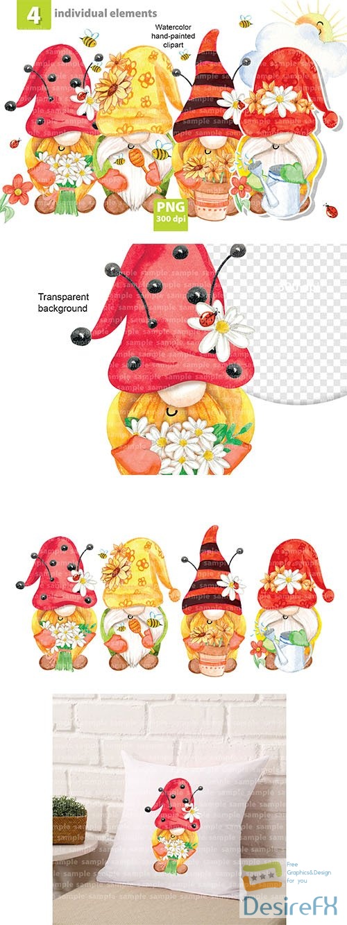 Summer gnome set design elements