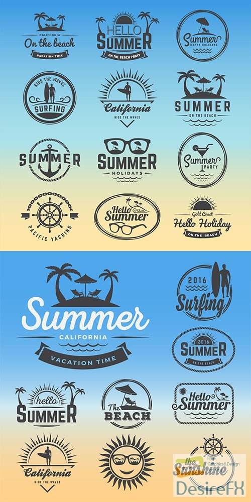 Summer logos vector collection
