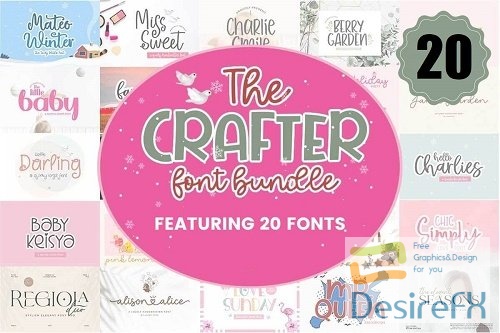 The Crafter Font Bundle - 20 Premium Fonts