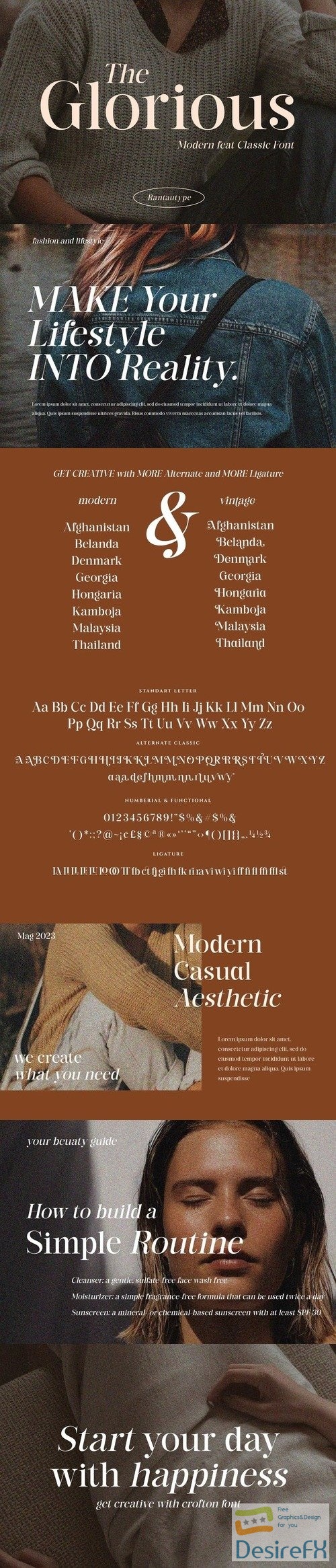 The Glorious Modern and Classic Font