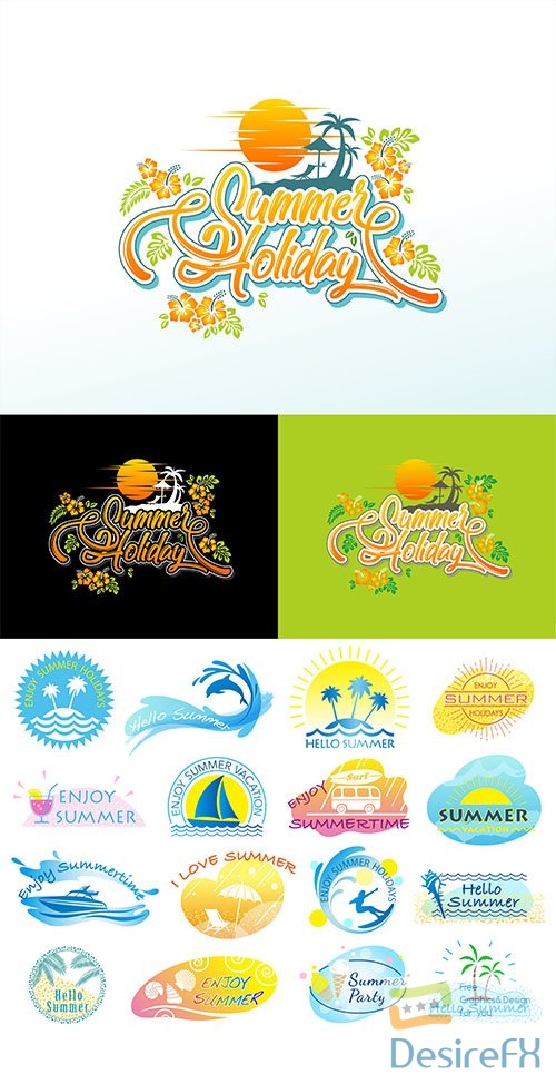 Vector colorful summer symbol icon and logo