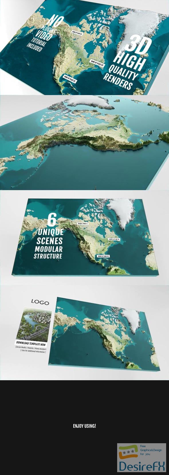 VideoHive 3D Physical Map - North America 44525334