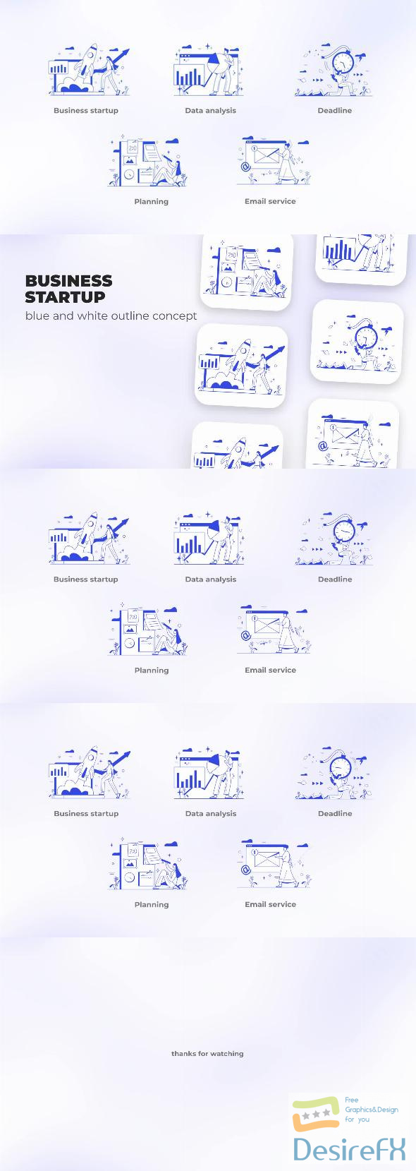 VideoHive Business Startup - Blue and White Outline Concept 44764229